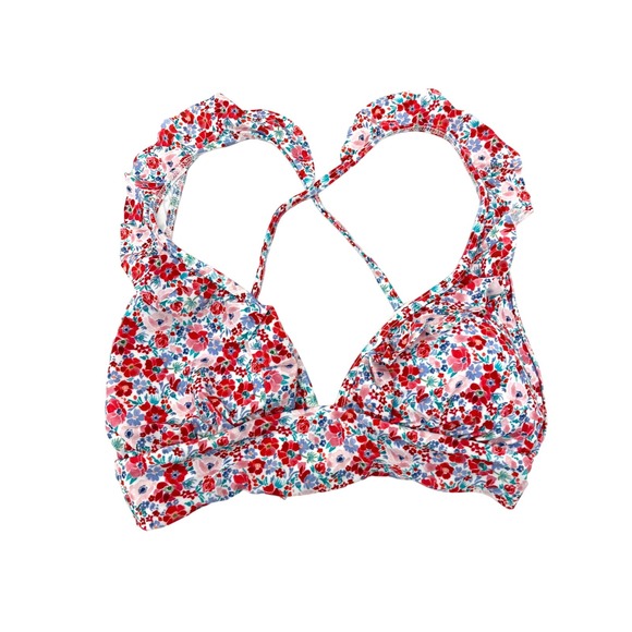 Shoshanna Womens Ruffled Floral Print Bikini Swim Top size B / C Cup NWT - Picture 3 of 4